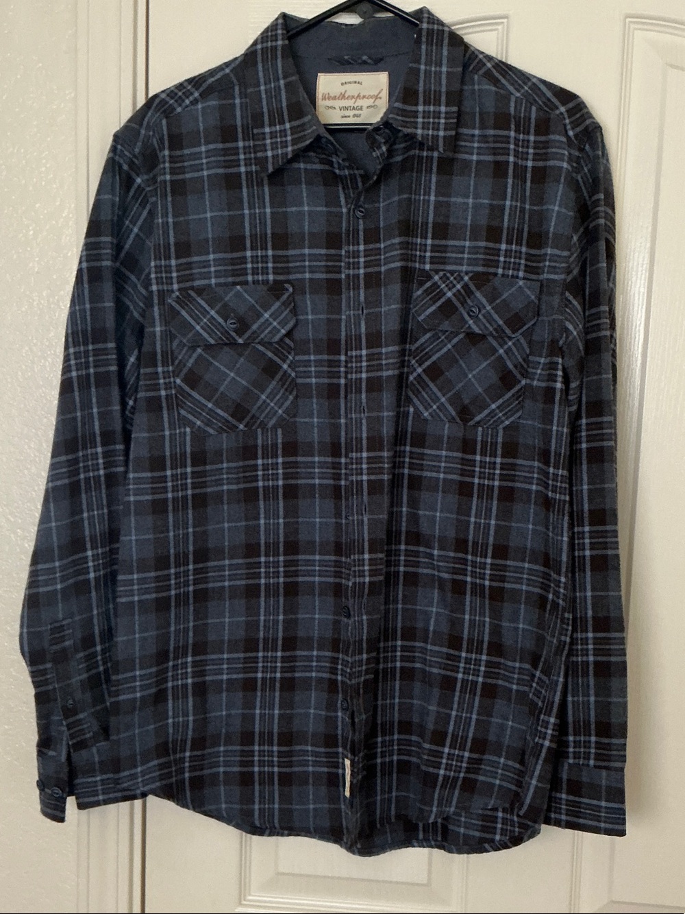 Weatherproof Brown & Light Blue Plaid Button-Down Shirt